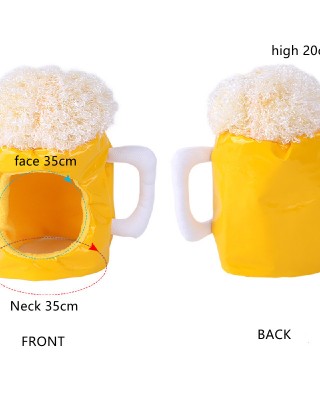 Dog Cat Cute Novelty Beer Mug Hat Headwear Funny Beer Champagne Costume Hat Soft Headgear PU Material for Xmas Birthday Party